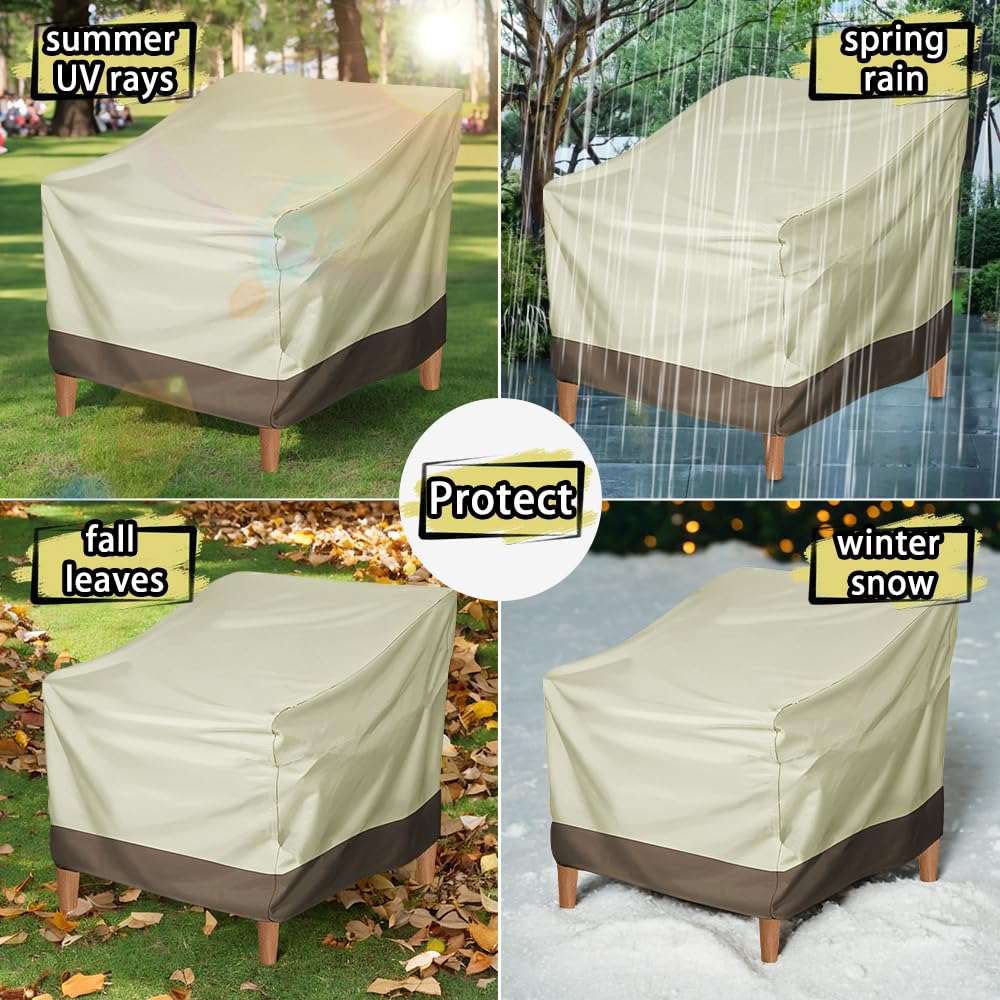 CEYAZYE Coprisedia da esterno impermeabile e resistente, copertura per mobili profondi per sedie da salotto, dimensioni massime applicabili 85,1 x 80 x 91,4 cm (larghezza x profondità x altezza