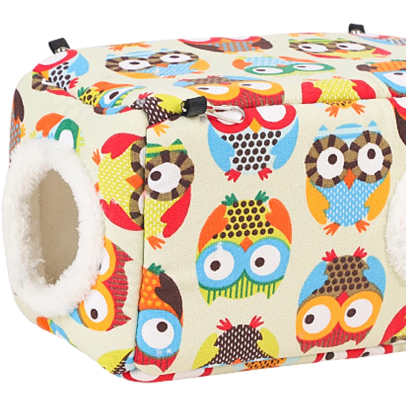 Nido para Pájaros Cama Colgante Juguete Refugio Cálido con Doble Apertura Material de Lona Relleno de Algodón Apto para Loros Hámster Cobaya Chinchill