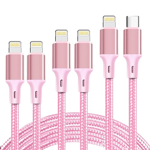 Miniatura 17 de cugunu Cargador para iPhone, 5 unidades de 3/3/6/6/10 pies, con certificación MFi de Apple, cable Lightning USB de nailon trenzado, cable de carga