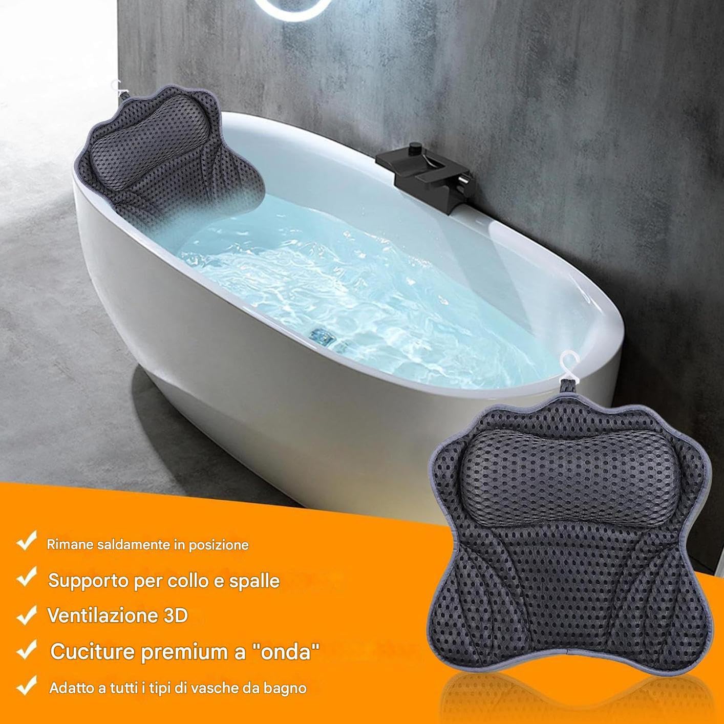 Bañera de baño, Soporte de Cabeza Suave Relax SPA para hidromasaje – Soporte para Cabeza y Cuello para Relajarse en la bañera Ducha y SPA doméstico