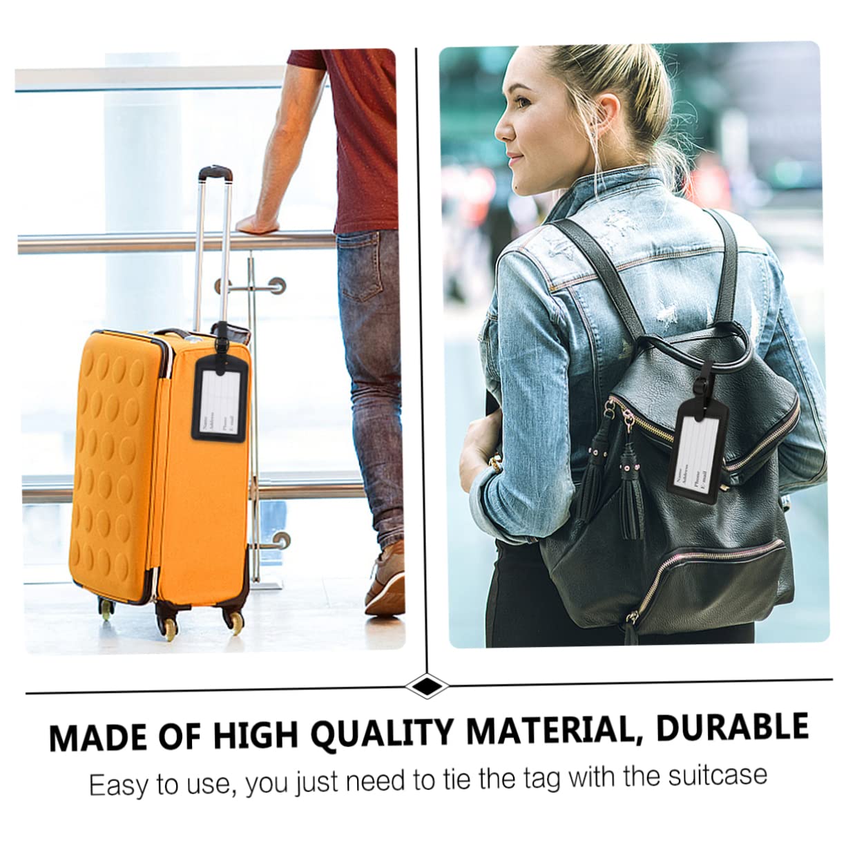 10stücke Pu Gepäckanhänger Kreative Langlebige Koffer-labels Schwarz Für Einfache Identifikation Am Flughafen Personalisierbar Mit Name Und Kontaktdaten