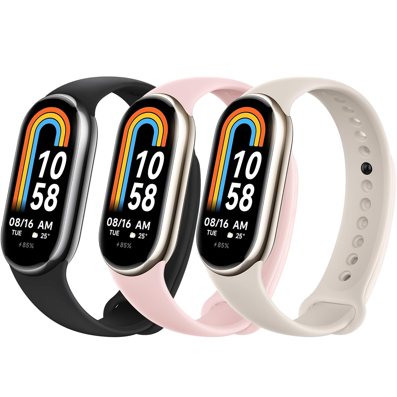 Higgs 3 Pezzi Cinturini Compatibile con Cinturino Xiaomi Mi Band 8/Mi Band 8/Xiaomi Mi Band 9/Mi Band 9 per Donna e Uomo, Cinturino Remplacement Sportivo Silicone Morbido Traspirante