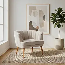 Poltrona Cadeira para Sala de Estar Confortável Tecido VeludoMOBLAN decor (Bege)