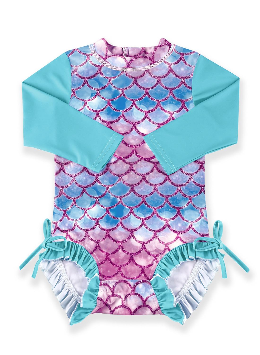 BesserBay Baby Girl Swimsuit UPF 50+ Long Sleeve Zipper Snaps Bottom One Piece Rash Guard 0-36 Months