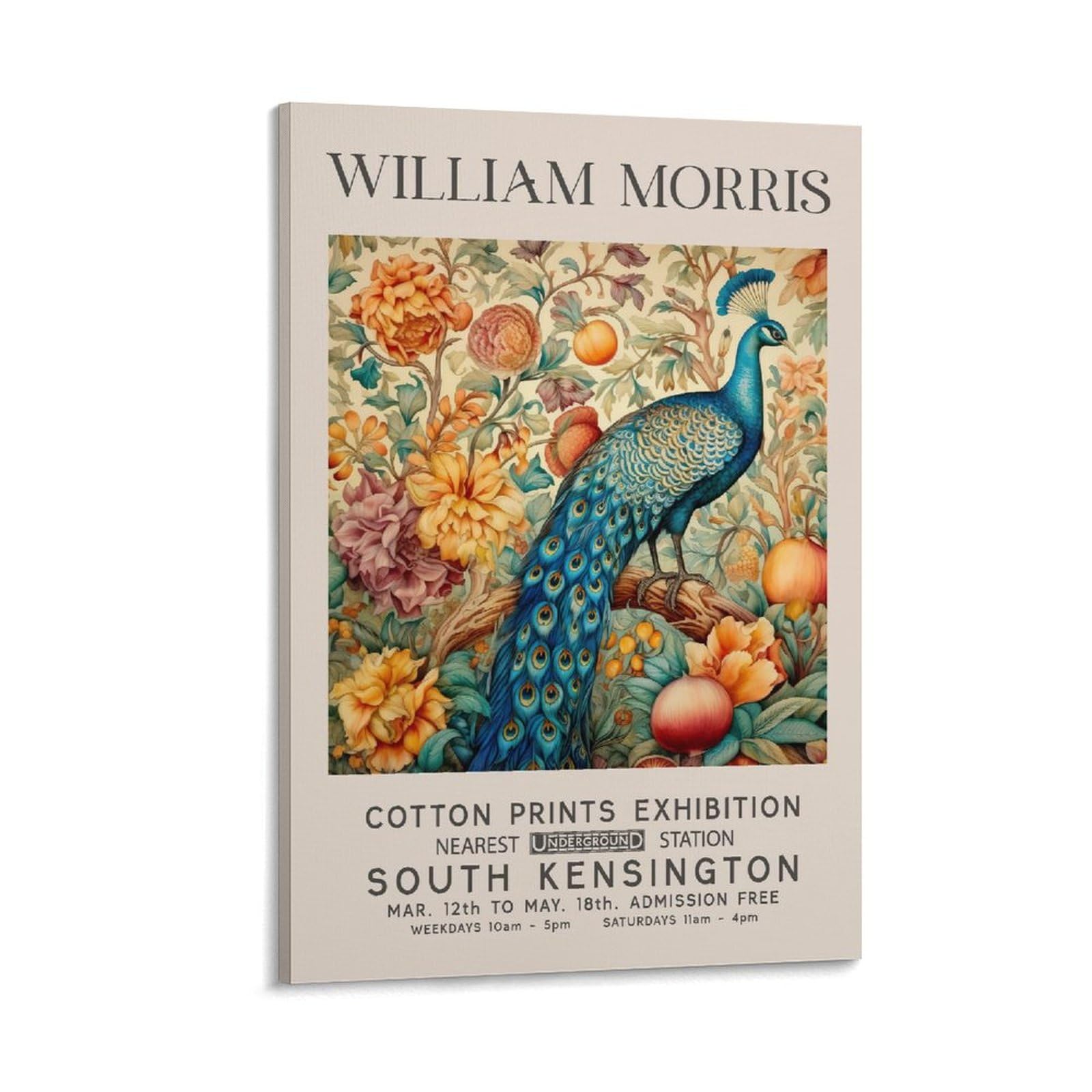 William Morris Vintage Peacock Flower Plant Posters Canvas Wall Room Decor Aesthetic School Supplies Paintings 16x24inch(40x60cm)