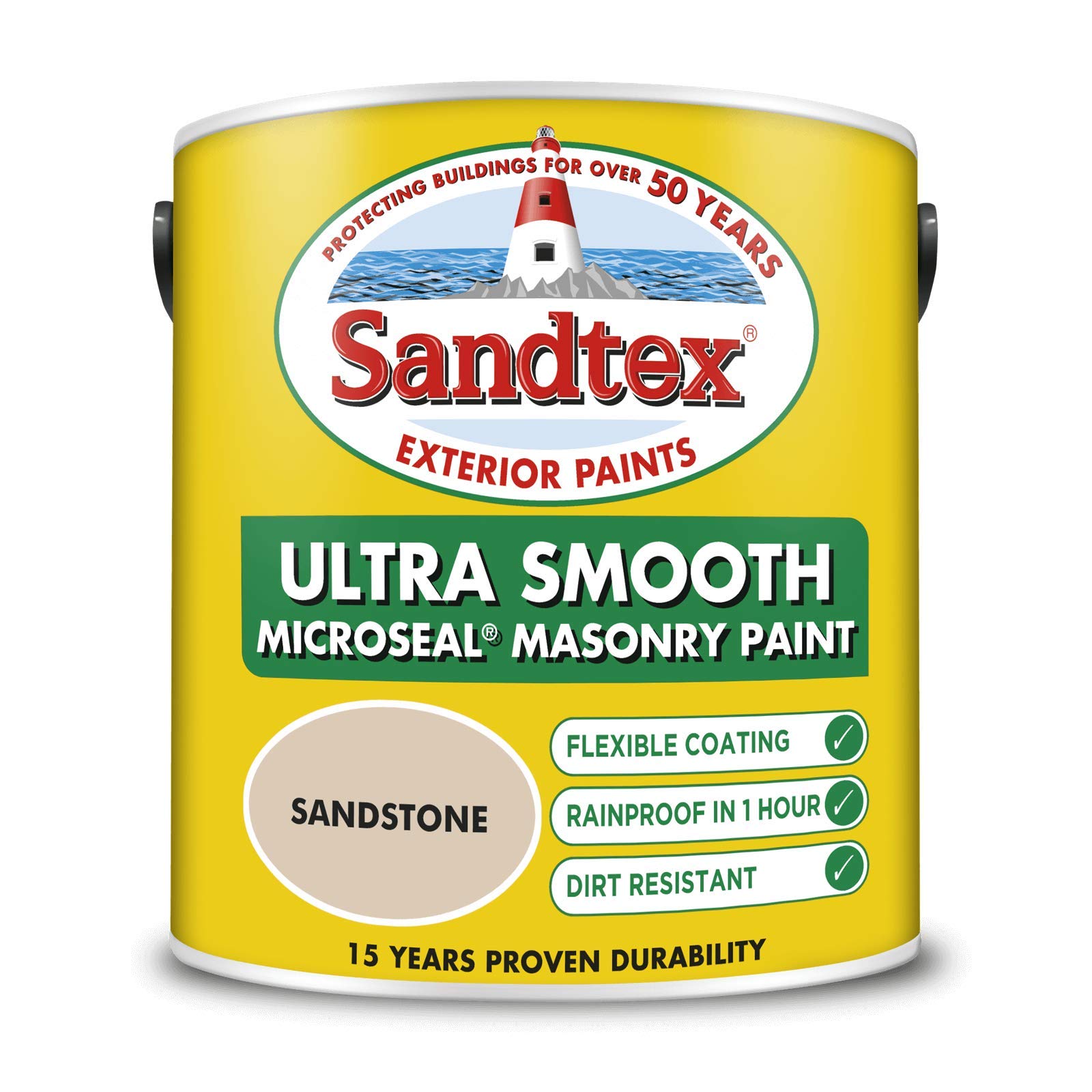 Sandtex Masonry Paint 2.5L Ultra Smooth Quality Waterproof exterior Paint Colour Sandstone