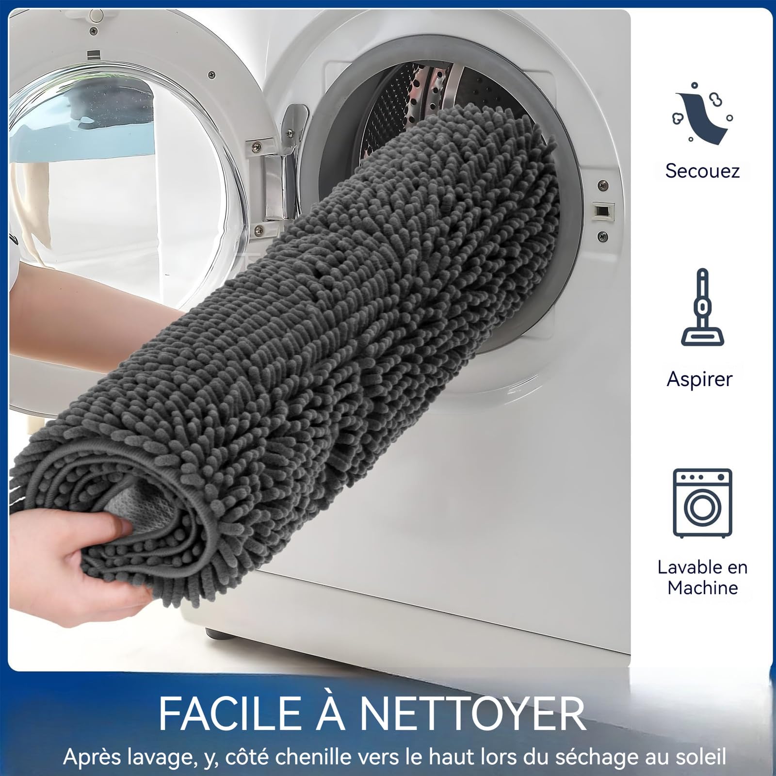 Tapis Petitepapatte, Petitepapatte Tapis Cleanpattoune Ultra-Absorbant, Lavable, antidérapant et Anti-salissures, Tissu Doux, pour Pattes et Chaussures boueuses et humides (#H,70x140 cm)
