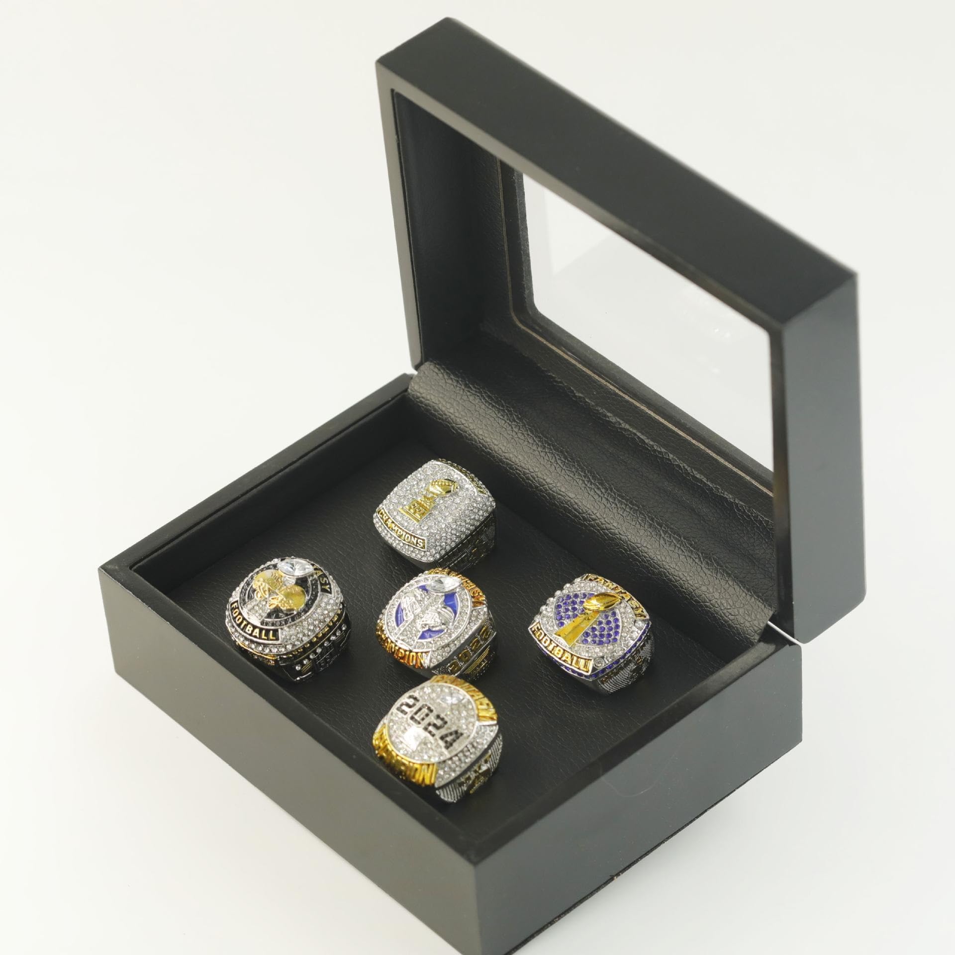 5 Stück Fantasy-Football-Ringe 2020 2021 2022 2023 2024 Meisterschaftsringe FFL-Meisterschaftsringe Fan-Erinnerungsstücke Fußball-Displays(Size:13)