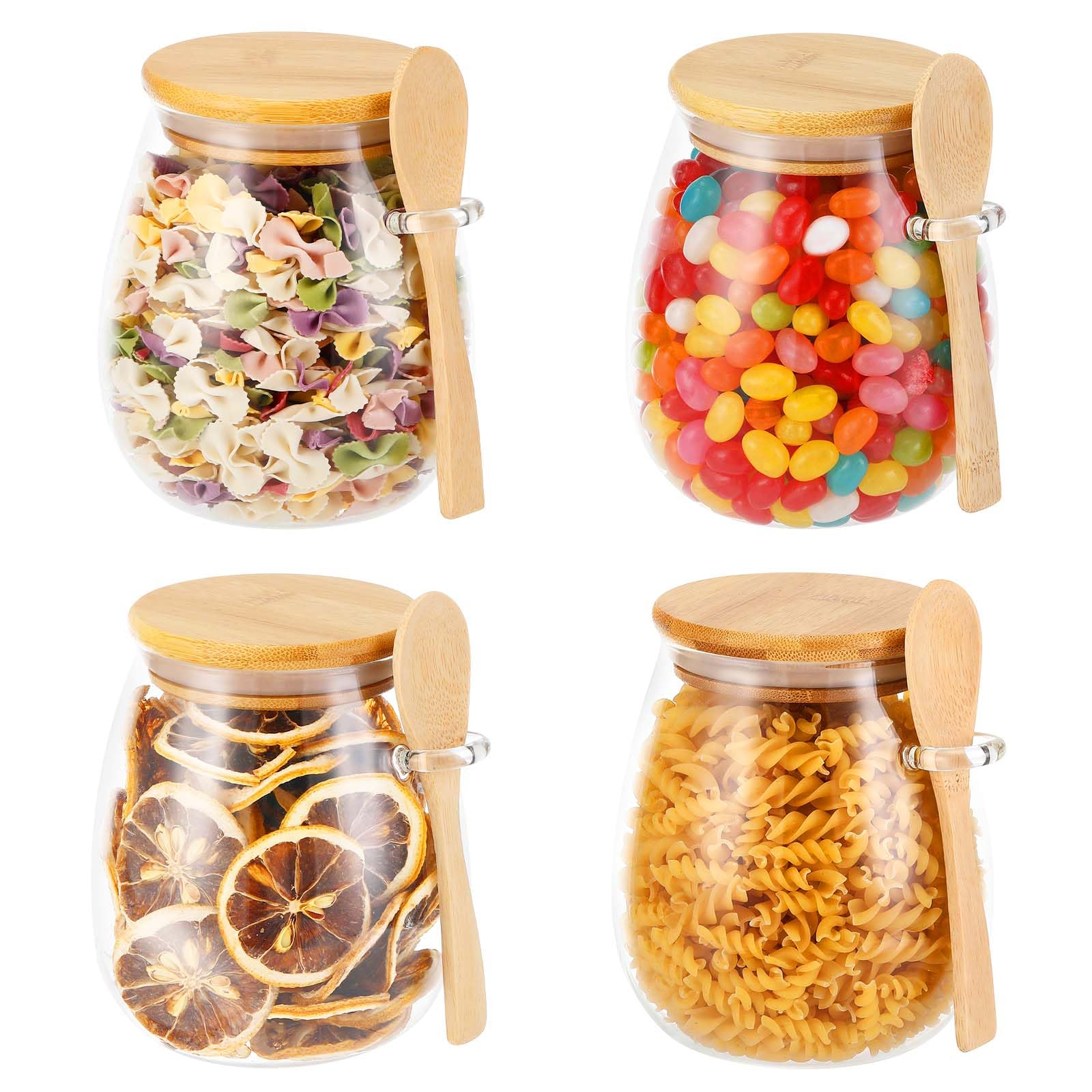 Bocaux En Verre Hermétiques Avec Cuillère - Rangement Épices, Thé, Aliments Secs (3x540ml)