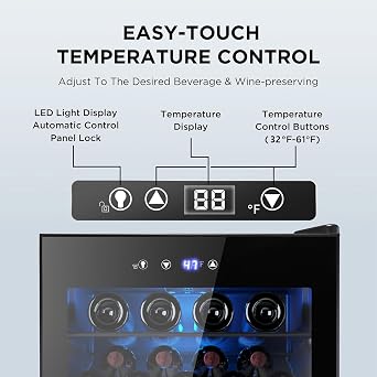 Electactic 37 Bottle Wine Fridge,Freestanding 145 Can Beverage Refrigerator with Smart Temperature Control,4.5 CU FT Quiet Mini Fridge with Child Lock Panel for Family Restaurant Bar, Black