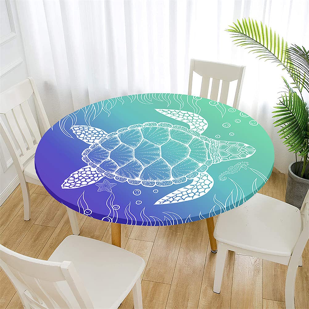 Runde Tischdecke Mit Schildkröten-Muster – Wasserdicht, Mit Regenschirmloch & Reißverschluss