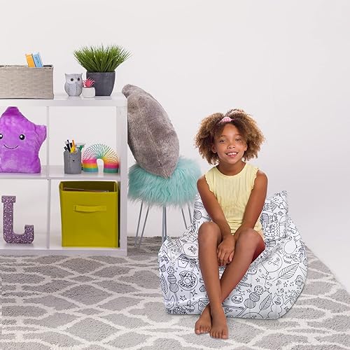Miniatura 942 de Posh Creations Puf estructurado cómodo para jugar, leer y ver la televisión, Malibu Lounge, tela de lona para colorear, criaturas Criaturas de tela
