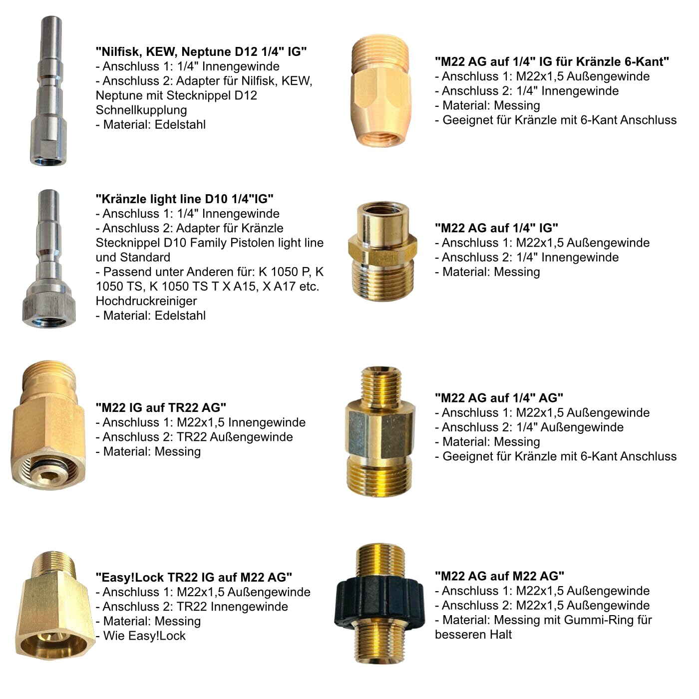 Briny River M22-14 Adapter - Perfekter Umbau Für Parkside Hochdruckreiniger
