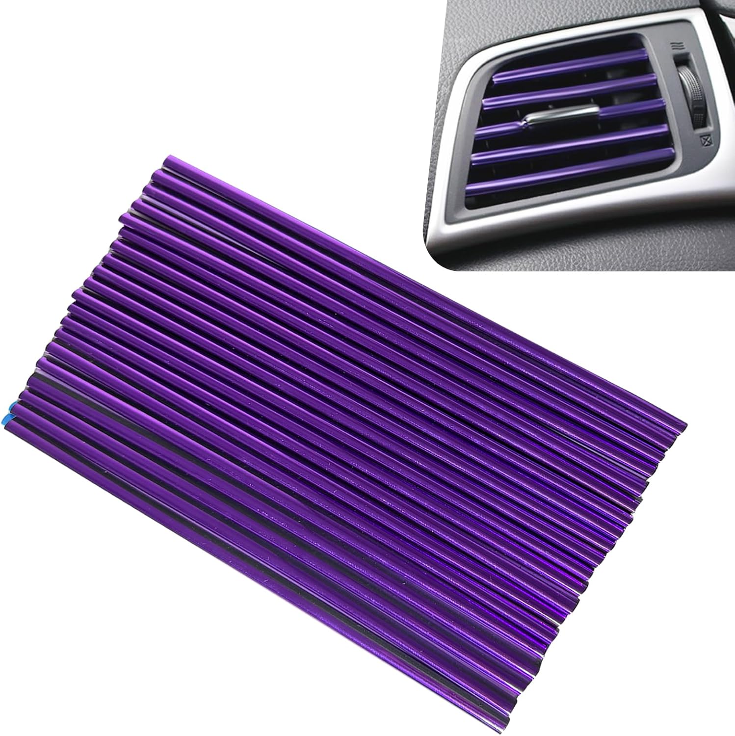 20 PCS Car Air Conditioner Vent Trim Decoration Strips, Waterproof Bendable Air Vent Outlet Trim Decoration, DIY Chrome PVC Decorative Strip, Universal for Most Vehicles (Purple)