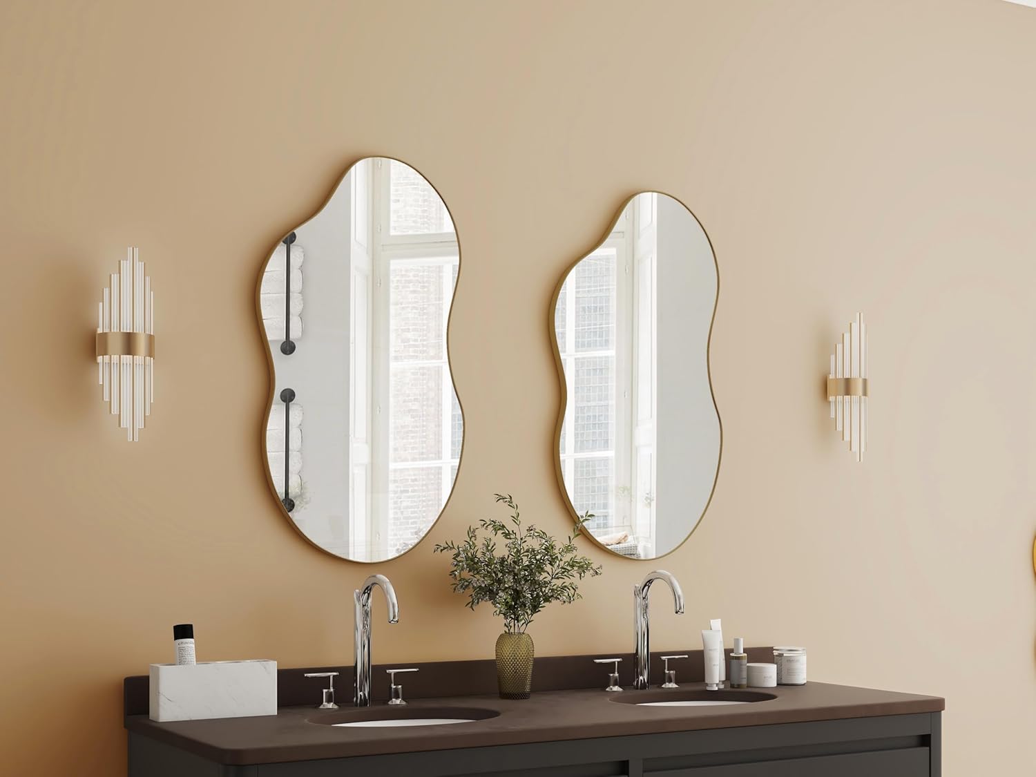 SHYFOY Large Irregular Wall Mirror Decorative, 22"x43" Antique-Gold Mirror for Wall Decor Wavy Accent Mirrors Asymmetrical for Living Room Bathroom Bedroom Entryway - Image 9