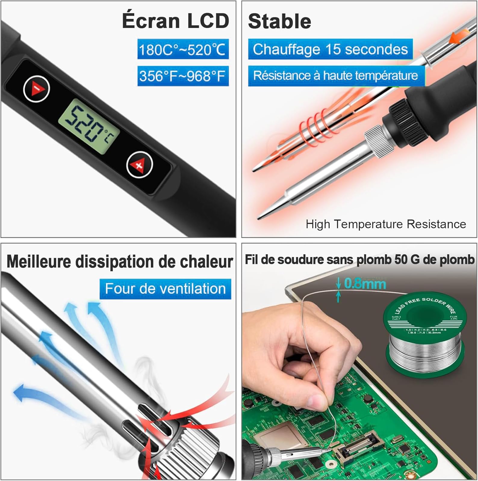 JCD saldatore elettrico 80W Display digale LCD punte per saldatore a