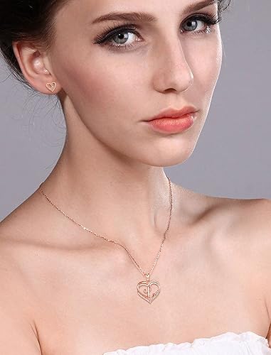 Miniatura 5 de INFUSEU Collares únicos con iniciales para mujeres y niñas, joyería con letras de corazón pequeño, regalos personalizados significativos
