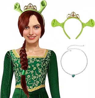 Princess Fiona Wig Long Braided Reddish Cosplay Costume Wigs for Halloween