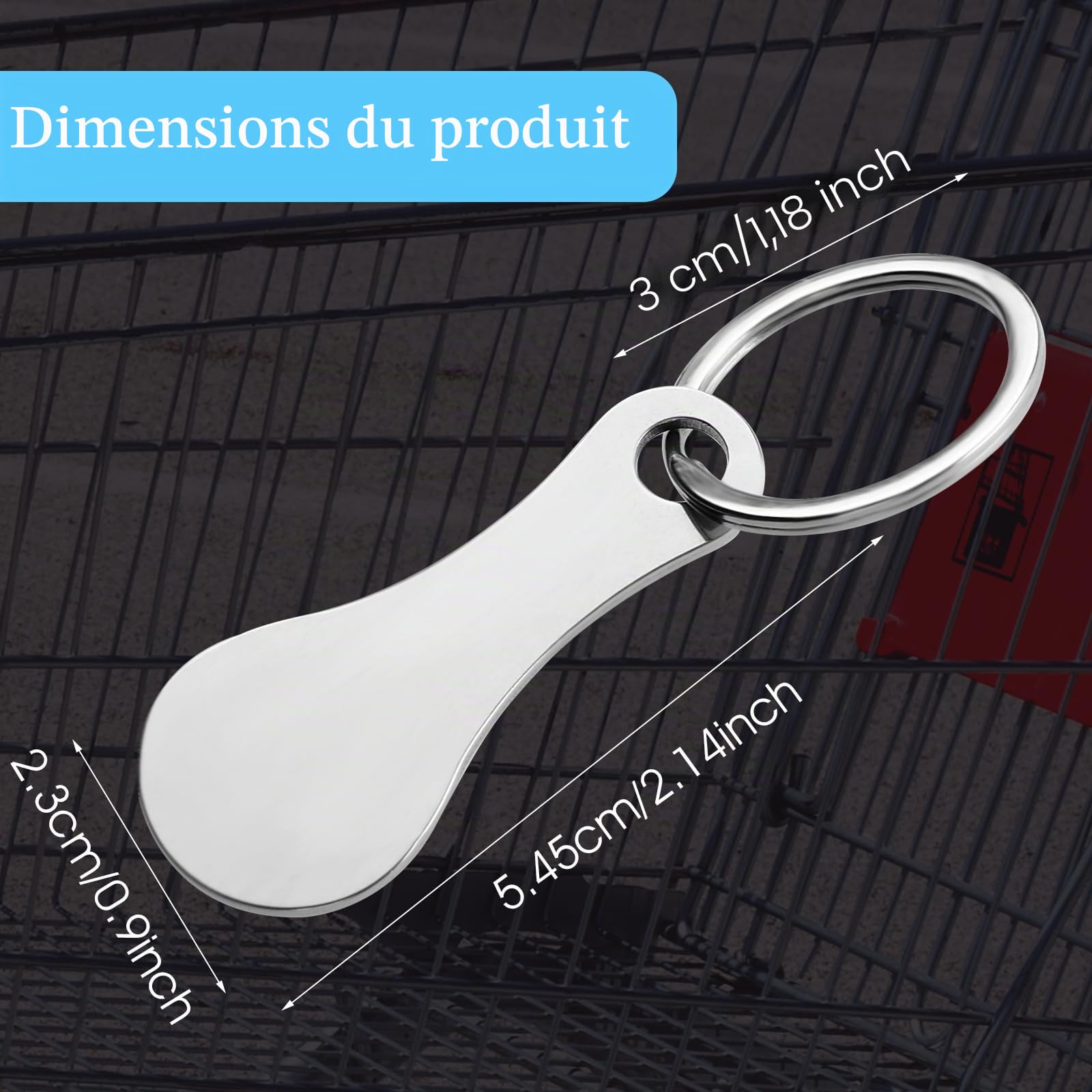 Your Day Mate Débloqueur de Caddie Universel Pour Tous Les Caddies, Version 1, 1 Pièce, En Acier Inoxydable, Porte-Clés Avec Mousqueton Et Jeton Pour Caddie, Jeton Amovible De Déblocage