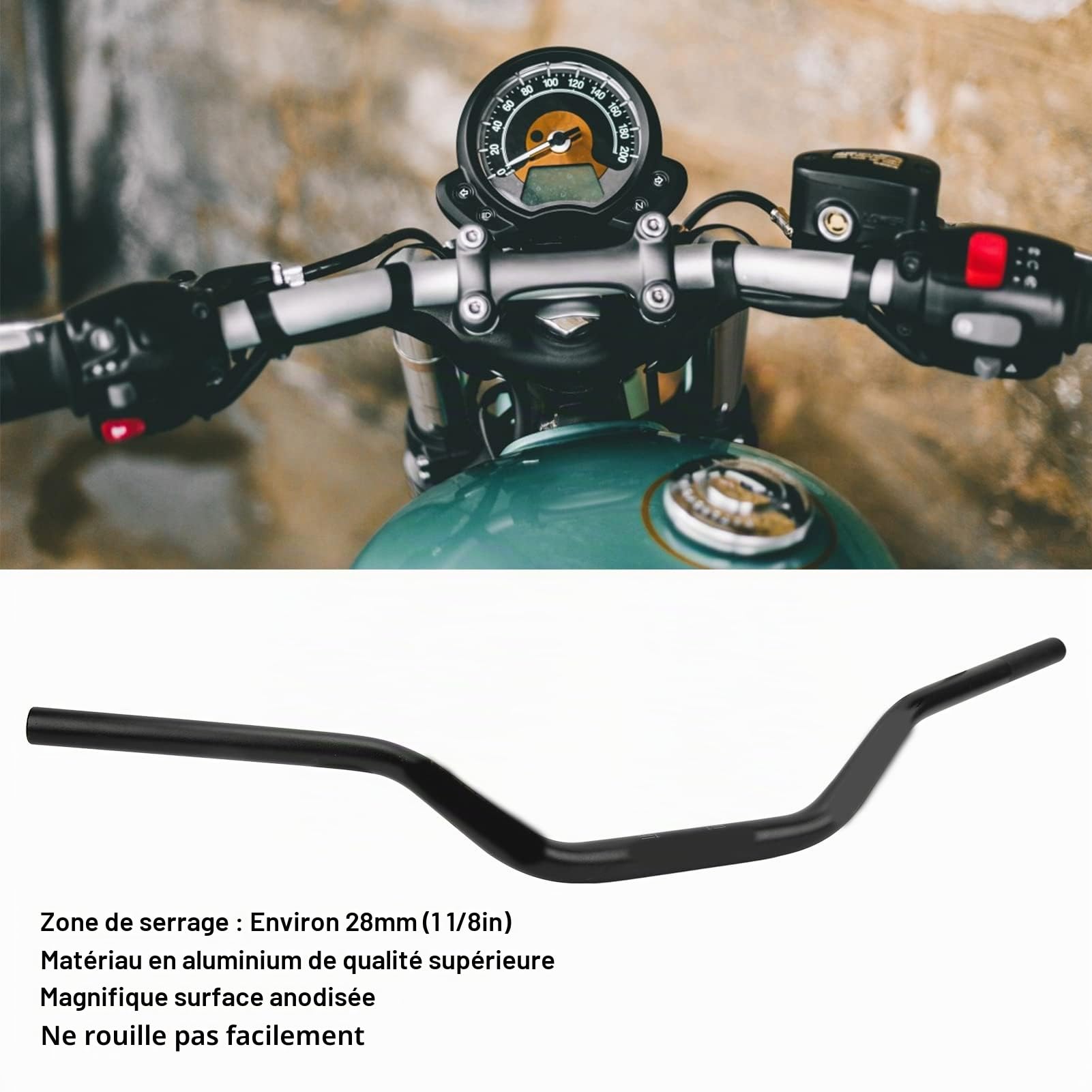 28 mm Poignées Courbes en Aluminium Anodisé pour Moto Barre de Guidon Moyenne Remplacement Universel pour CRF230F