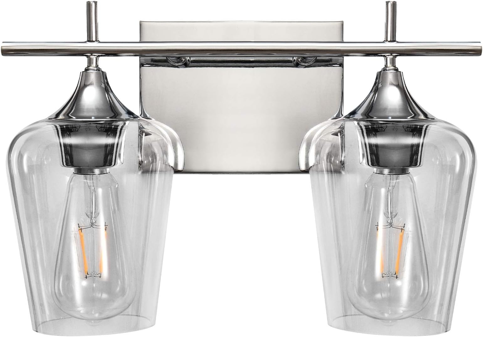 Vanity Lights Fixtures 2 Light Bathroom Light Fixtures, Chrome Bathroom Lighting Fixtures Over Mirror with Clear Glass Shade Modern Vanity Lighting for Bath, Living Room, Bedroom