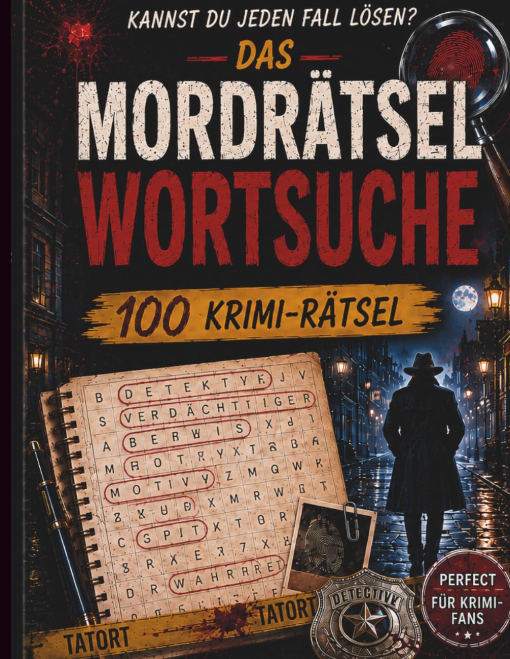 DAS MORDRÄTSEL WORTSUCHE: 100 spannende Detektiv-Fallrätsel in Großdruck mit Restbuchstaben-Hinweisen und Lösungen
