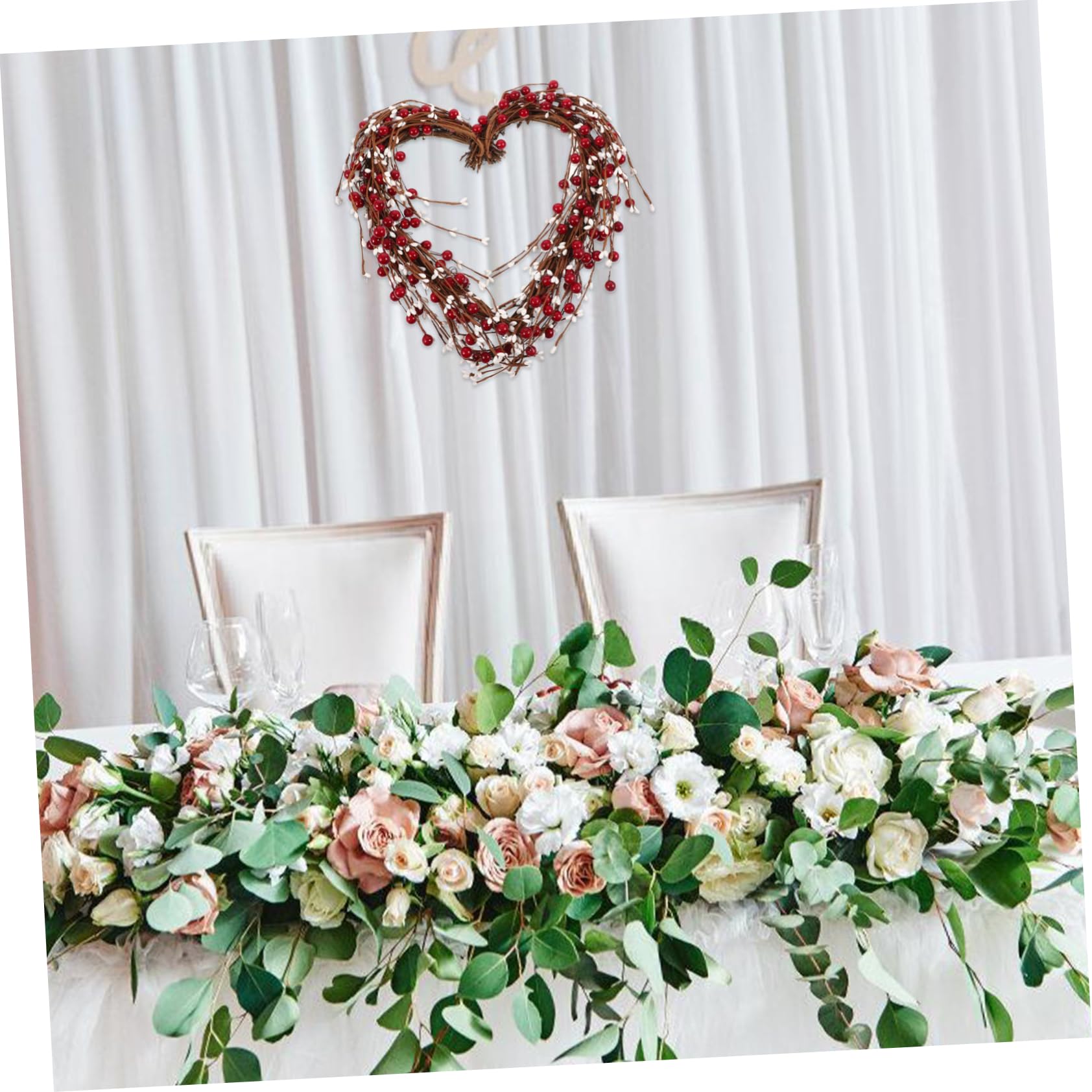 Guirnalda Colgante De Artificial Forma De Corazón para Decoración De Puerta San Valentín Adorno Festivo De Diseño Rústico y Chic para Celebraciones y Decoraciones del Hogar