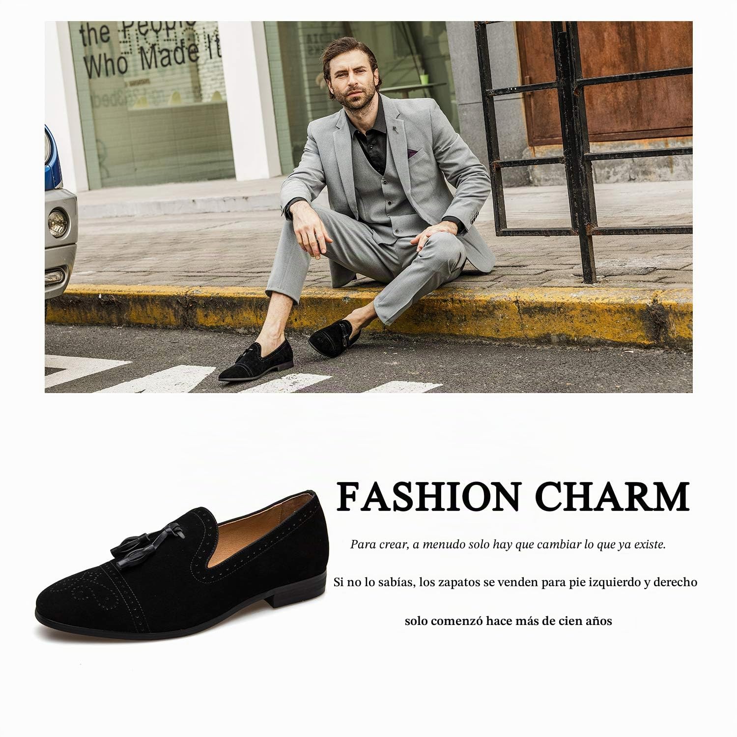 JITAI Mocasines De Hombre Piel Mocasines Hombre con Flecos Y Zapatos Casuales para Mocasin Hombre