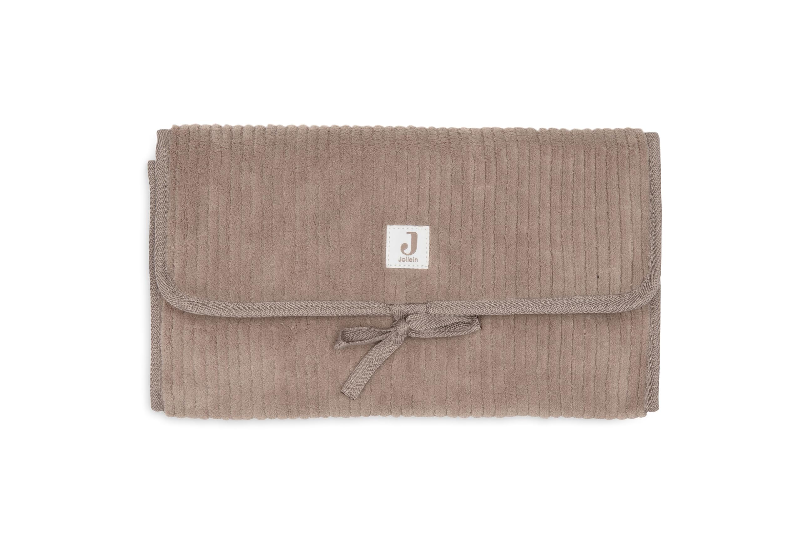 Jollein Wickelunterlage Cloudy Rib – Milky Coffee – Mit Fächern & Schleife – Weich & Abwischbar – Tragbare Wickelauflage Ideal für Unterwegs – 71x50 cm