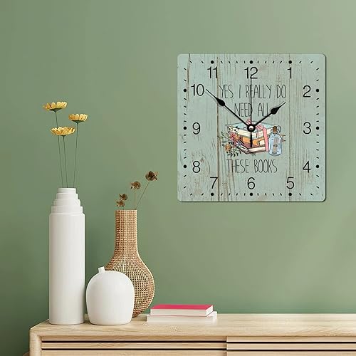 Miniatura 6 de Reloj de pared de PVC Yes I Really Do Need All These Books Reloj de pared colgante amante de los libros de 10 pulgadas Bibliófilos Cuadrado