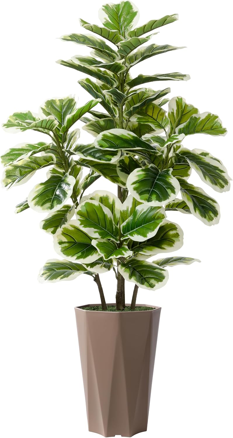 Synthetic Fiddle Leaf Fig Plant Indoor 5FT Fake Rubber Tree with Moch…