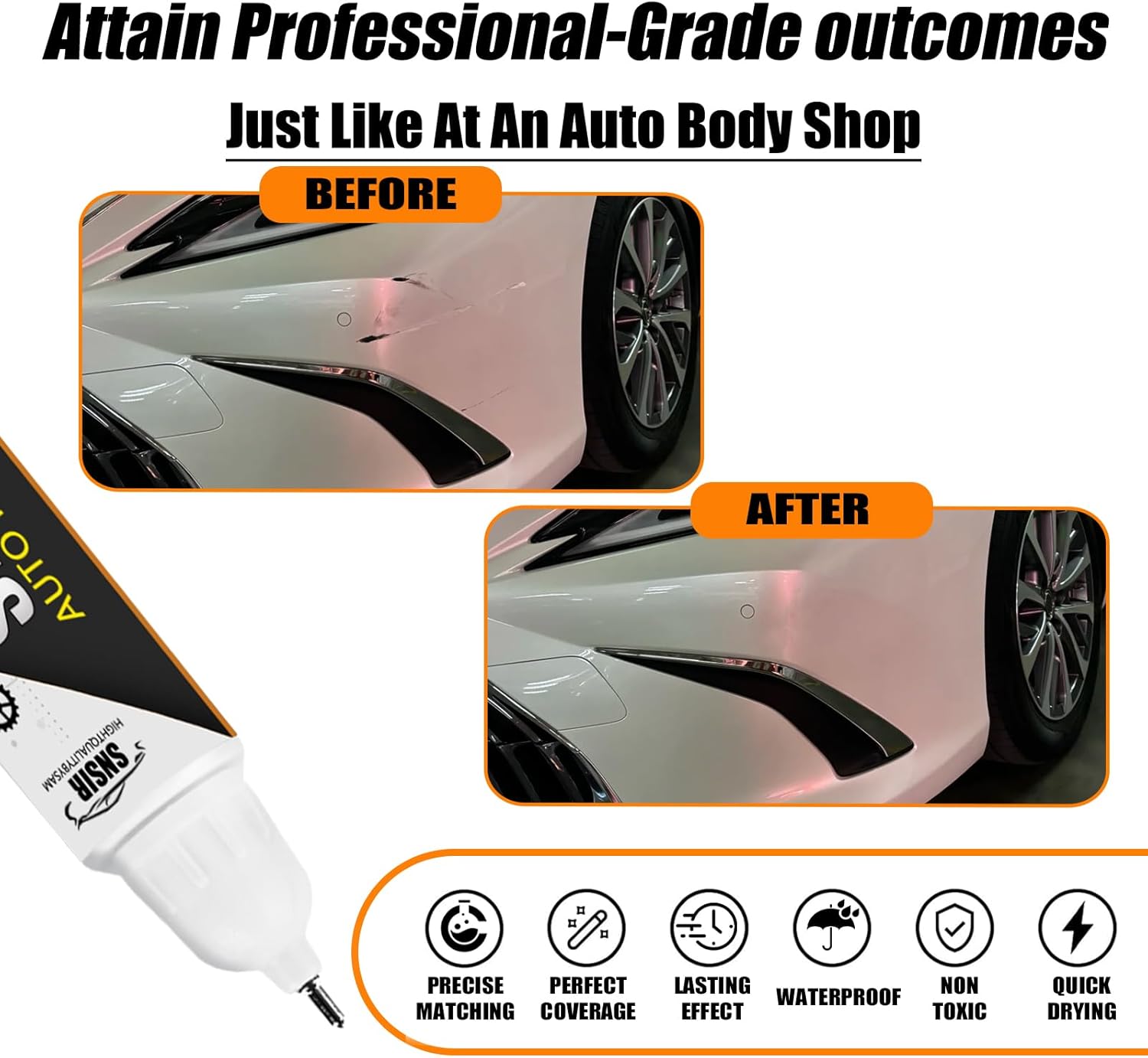 Car Touch up Paint(085 Eminent White Pearl) Compatible with Lexus, Car Paint Pen Scratch Repair Two-In-One Touch Up Paint, Premium Car Scratch Remover for Deep Scratches Eminent White Pearl(085) for 2025 ES/2025 ES HYBRID/2025 IS/2024 IS/2025 LS/2024 LS/2025 LS HYBRID/2024 LS HYBRID/2025 UX HYBRID/2025 NX/2025 RX/2024 RX/2025 GX/2024 GX/2025 RZ/2024 RZ/2025 LX/2024 LX