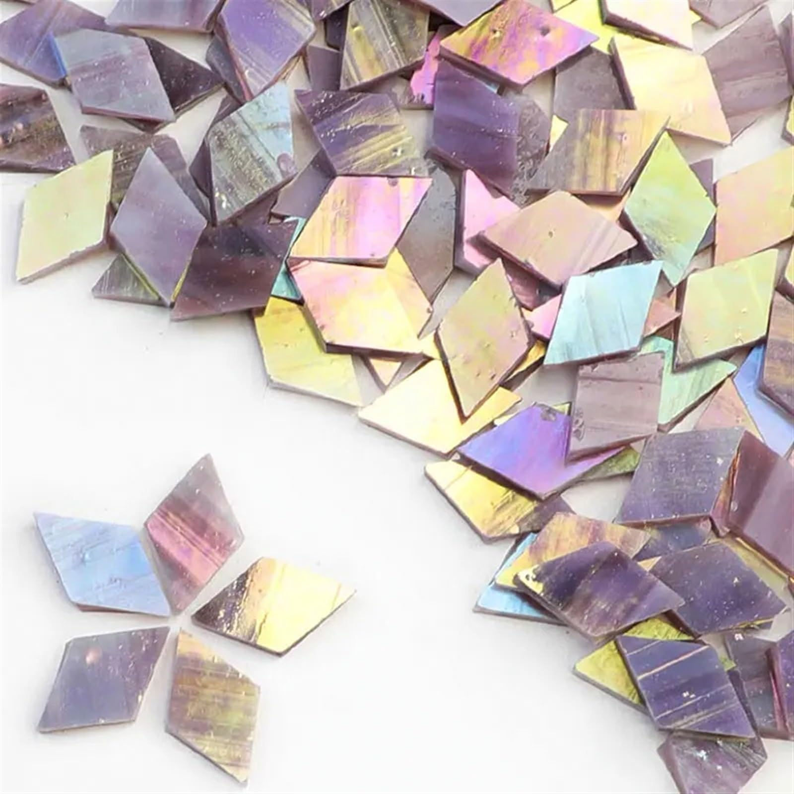 Mtadsbkfp 4 Mixed Colour Stained Glass Mosaic Tiles, Clear Glass Ceramic Mosaic Tiles Diy Kit Multicolor 1Cm 50G(4)