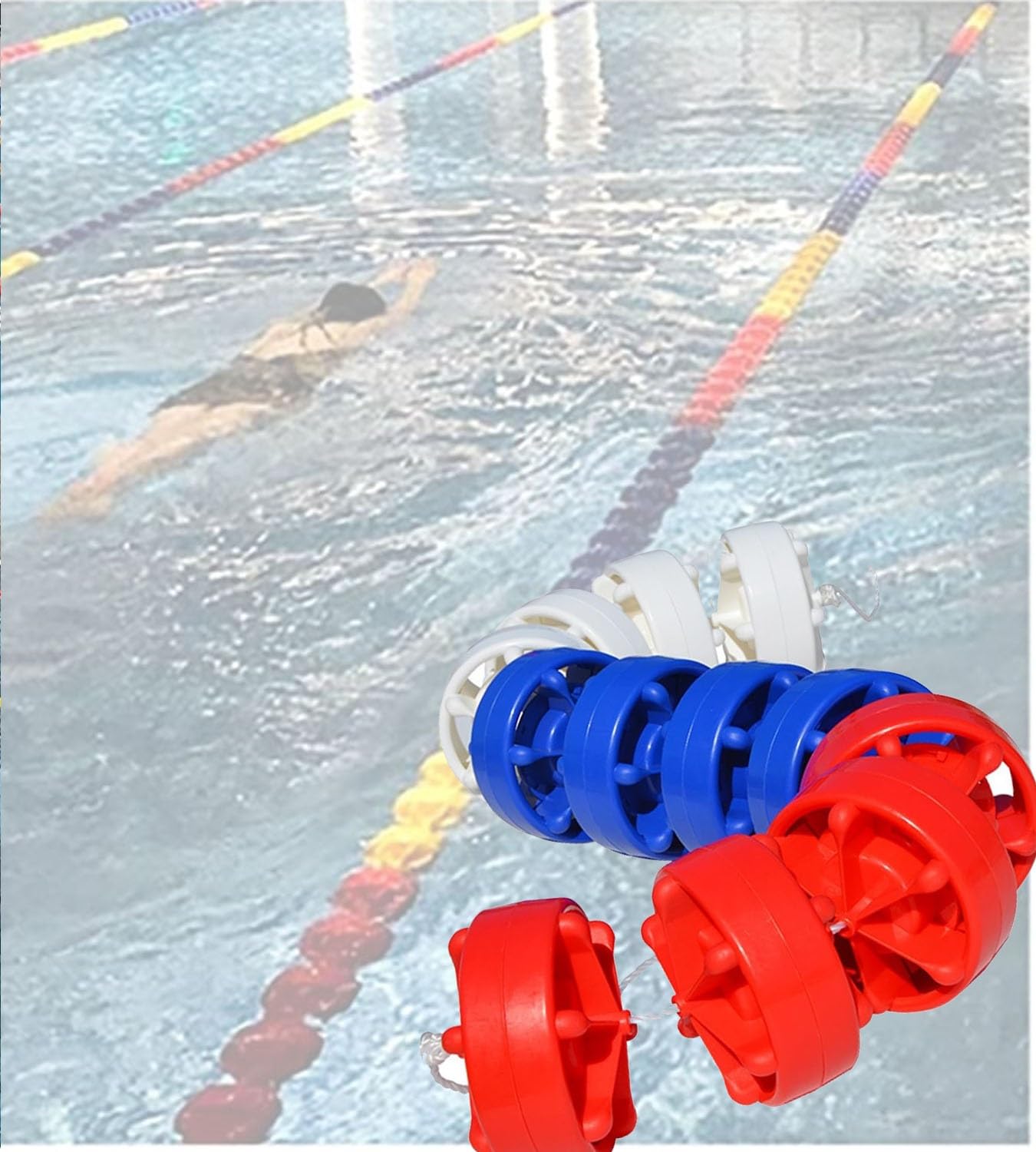 GJZQDKX Pool Safety Divider Lane Line,Heavy Duty Swim Lane Lines for Pools - 56FT Hexagonal Safety Divider Rope for Inground & Above Ground Swimming Pools, Durable Floating Swim Lane Markers