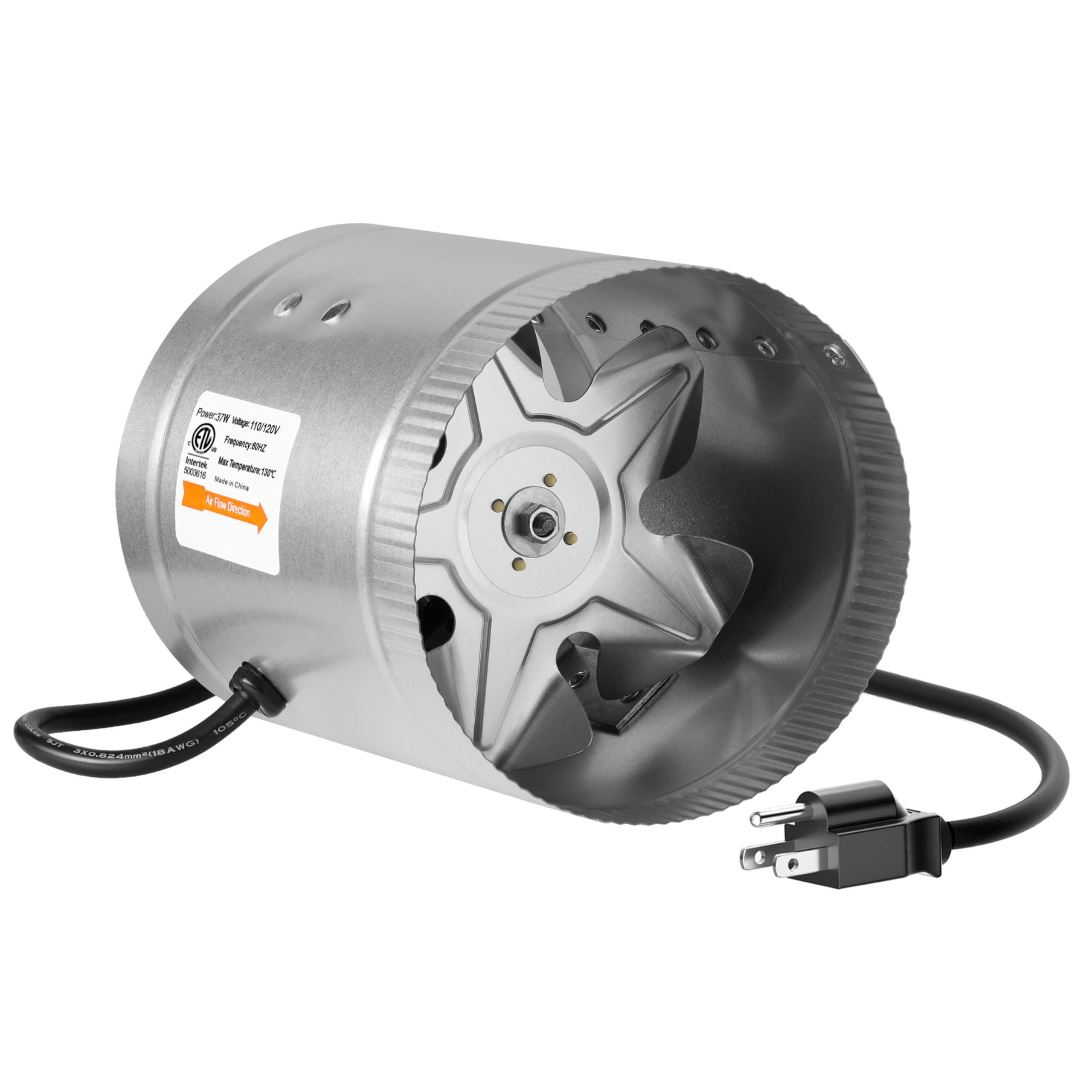 Photo 1 of iPower 6 Inch Inline Booster, 240 CFM Exhaust HVAC, Duct Blower for Bathroom, Kitchen, Basement, Attic and Grow Tent, 6'' Fan, Silver