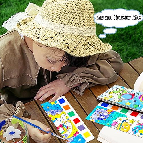 Vista 36 de JUNQIU - Libros de acuarela para colorear para niños de 4 a 8 años, libro de pintura de acuarela de bolsillo para niños pequeños, rellenos de cesta