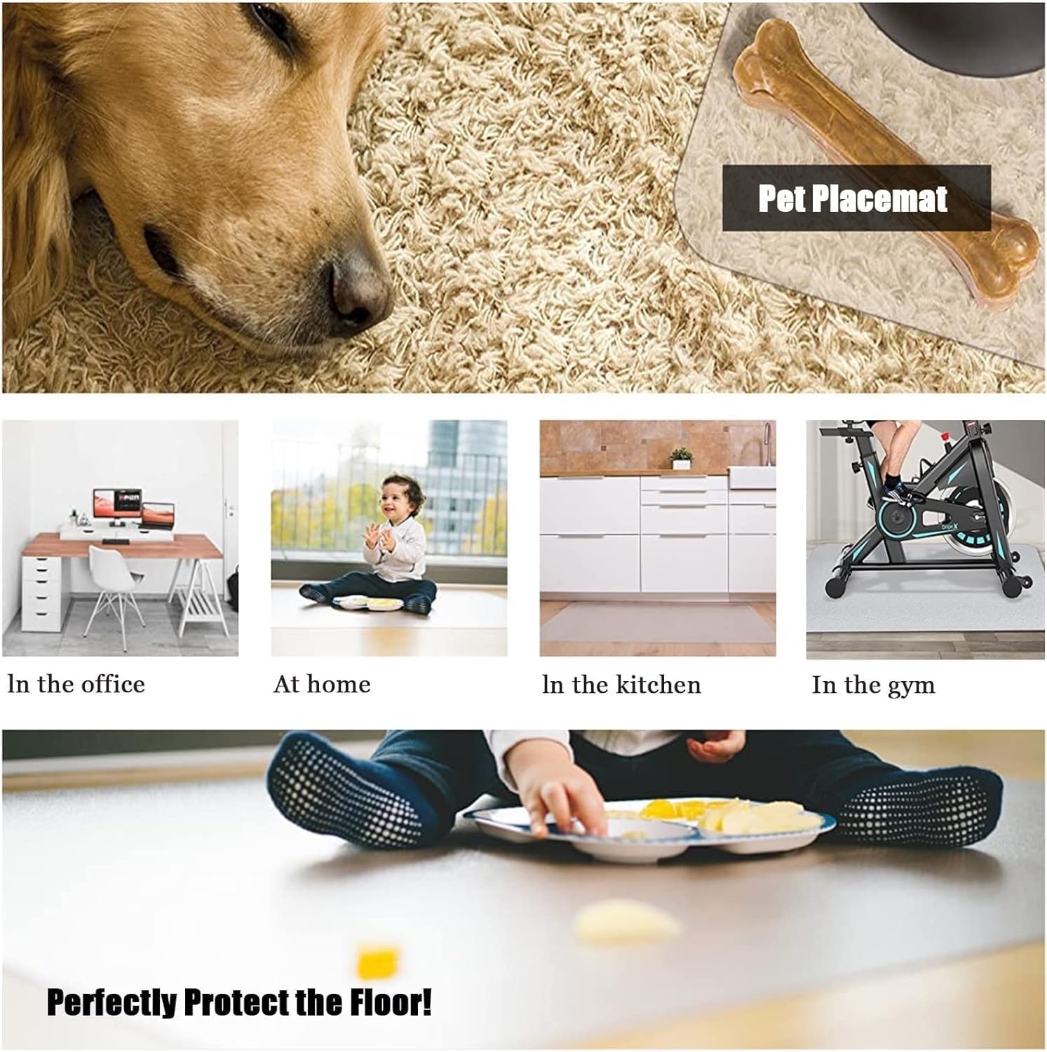Non-Slip Protector Mat for Hardwood Floors, Vinyl Plastic Clear Carpet Protector, Rectangular Areas Hallway Rug(60cmX100cm/24 X40)