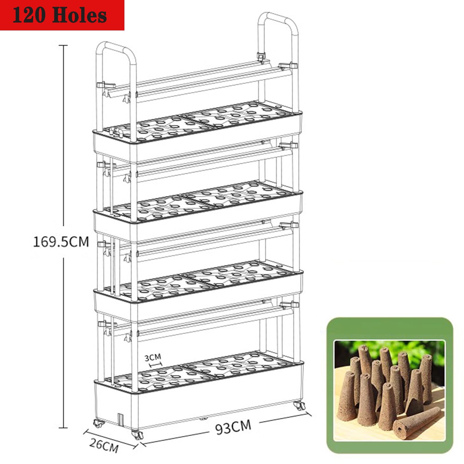 Kit de sistema de cultivo hidropónico con luz LED de crecimiento, configuración de germinación de plantas de jardín interior para el hogar, riego automático, crecimiento hidropónico de verduras y