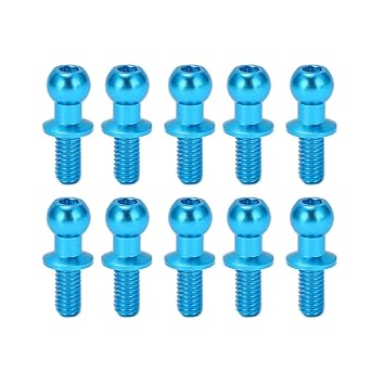 Ball Head Screw Link Rod Shock Absorber End, Small Metal Ball Head Screw Link Rod Strong Exquisite Beautiful for RC Car for TT01 TT02(blue)