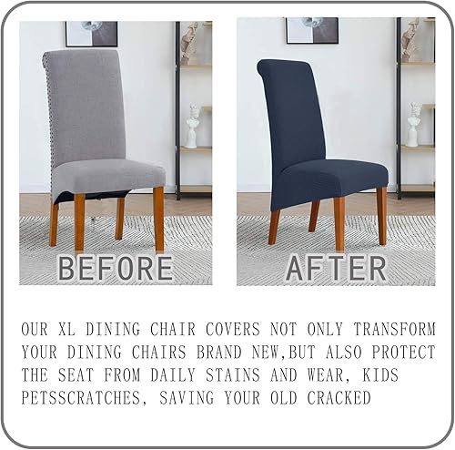Miniatura 3 de Deisy Dee Fundas protectoras para sillas de comedor extragrandes de elastano suave y extra grande para cocina, comedor, extraíbles y lavables (azul