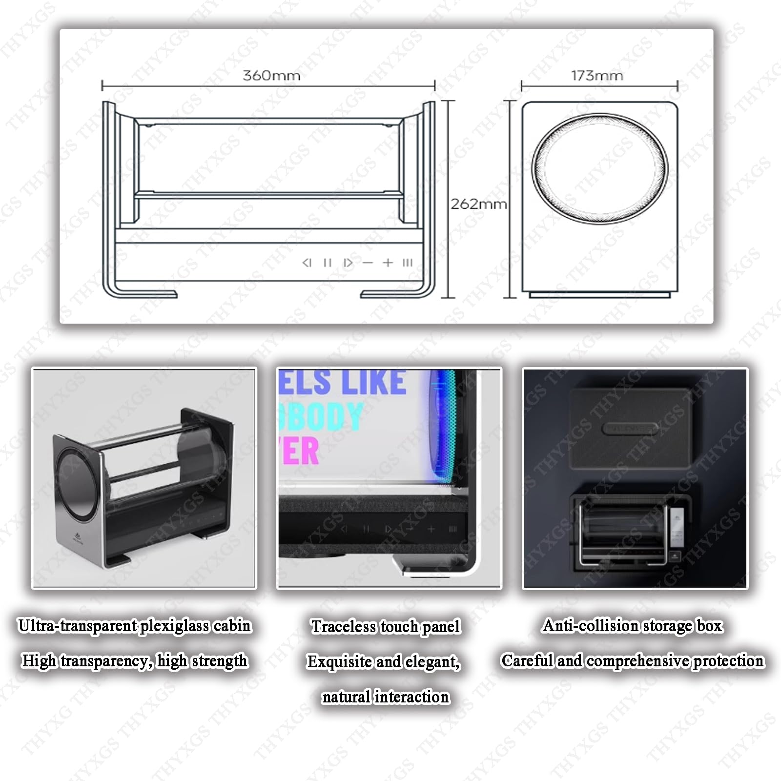 Bluetooth Lautsprecher mit LED Transparent Floating Display, 360° holografischer Songtext, 2.1 Stereo-Sound, Einstellbarer Songtext Winkel für Zuhause, Party, Festival Geschenk
