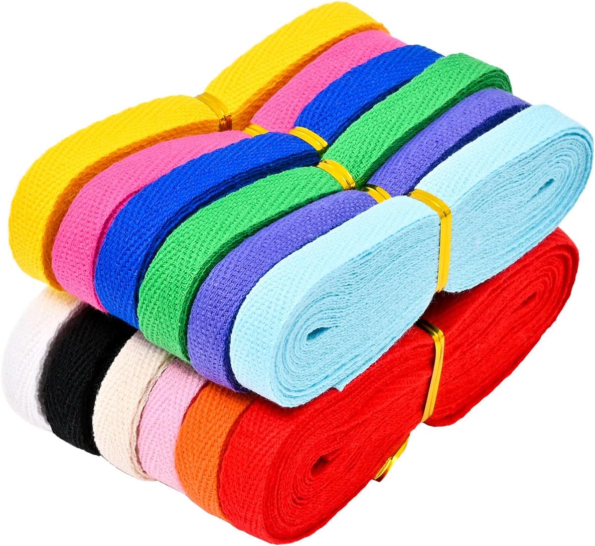 12 Colors 60 Yards Natural Twill Herringbone Webbing Binding Cotton Bunting Tape for Sewing Home DIY Crafts