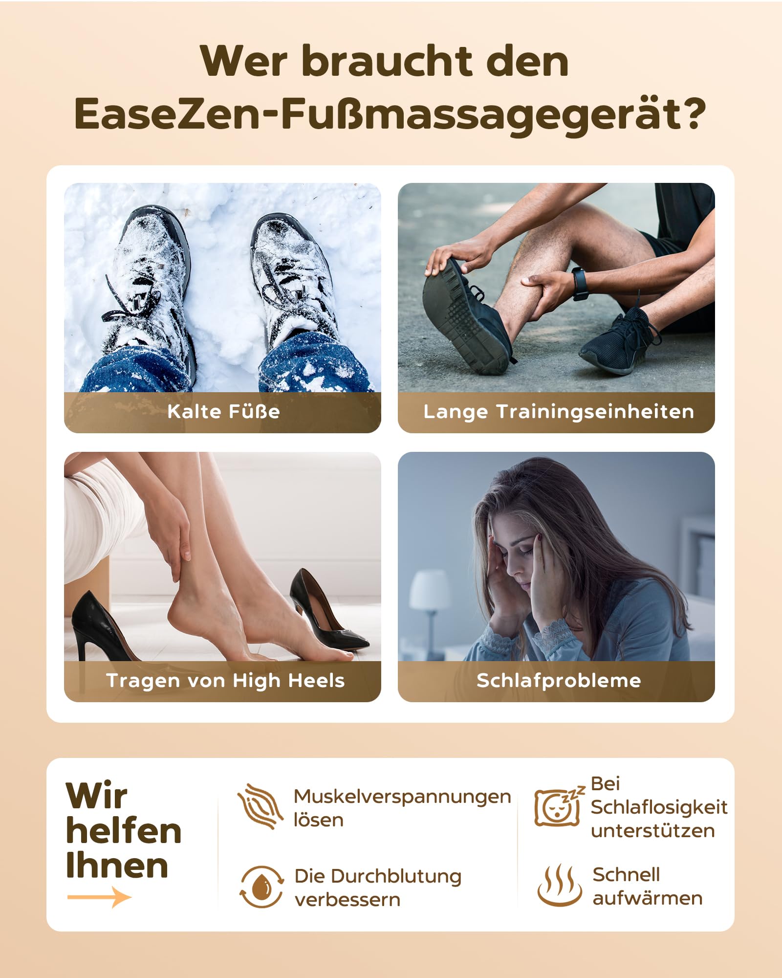 EaseZen Fußmassagegerät, Fussmassagegerät Fernbedienung & LCD, bis Gr. 48 | Shiatsu Fußmassagegerät Vollfuß-Wärme 3 Stufen 3 Knet-/Luftdruckstufen Kunststoffgehäuse, schwarz, bis EU 48