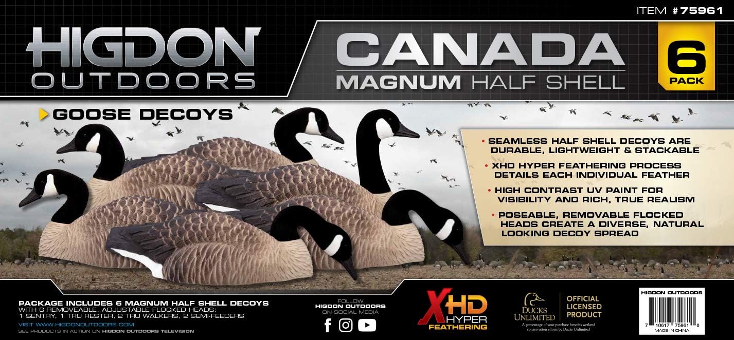 Higdon Outdoors Magnum Half Shell Canada Goose Decoys for Waterfowl Hunting | 6pk
