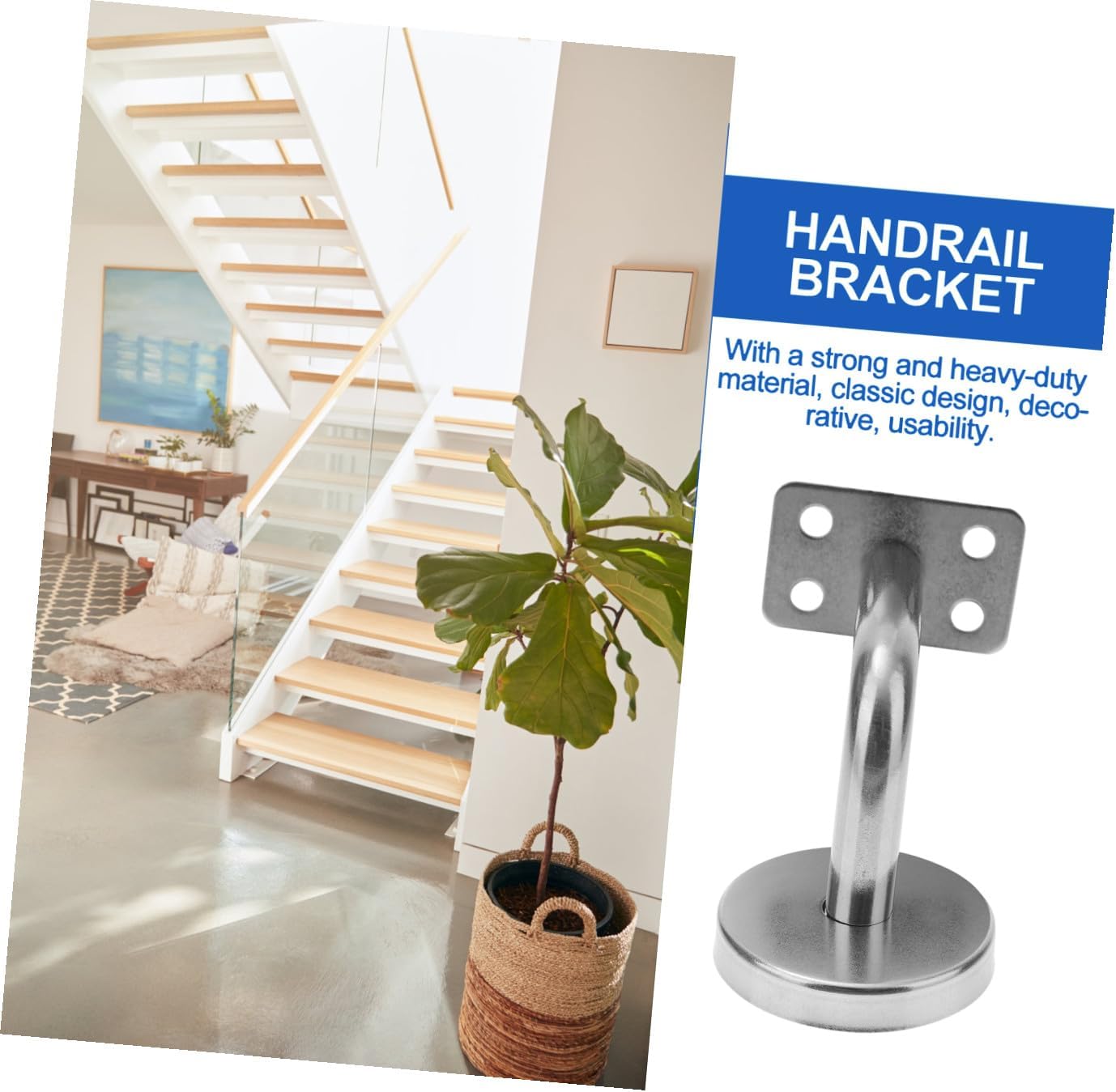 ORFOFE 5pcs Stainless Steel Handrail Brackets Durable Stair Railing Support for Indoor Use Easy to Install for Hotels Offices and Homes Silver