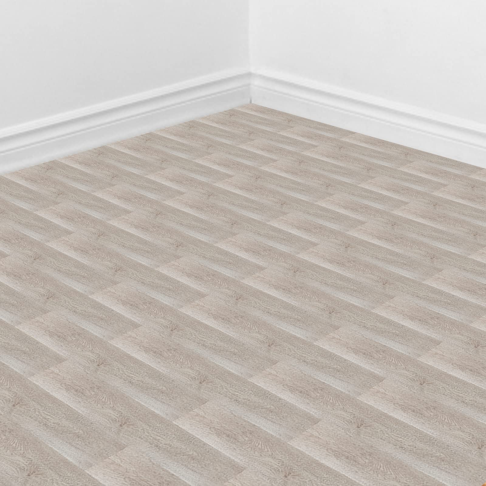 Fiqops Wykładzina podłogowa z PCW, 28 płytek, ok. 4 m², podłoga winylowa, wodoodporna, wodoodporna, samoprzylepna, winylowa, 91,5 x 15,2 cm, grubość 1,5 mm (biały dęb)