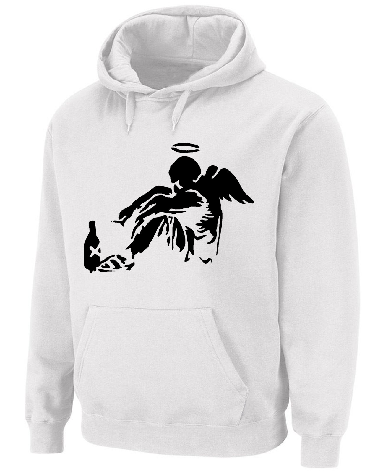 Tribal T-Shirts Mens Banksy Fallen Angel Hoody (XL, White)