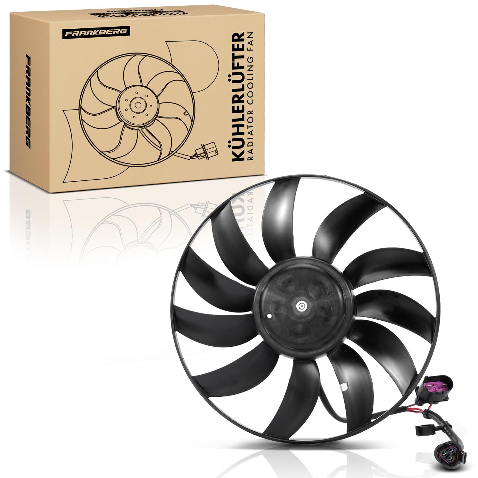Frankberg Ventola del radiatore ventola di raffreddamento del motore | 1K0959455CP; Compatibile con: Altaea XL 5P5 5P8, T.o.u.r.a.n 1T1 1T2, A3 8P1, Golf Plus 521 5M1, O.c.t.a.v.i.a II 1Z3