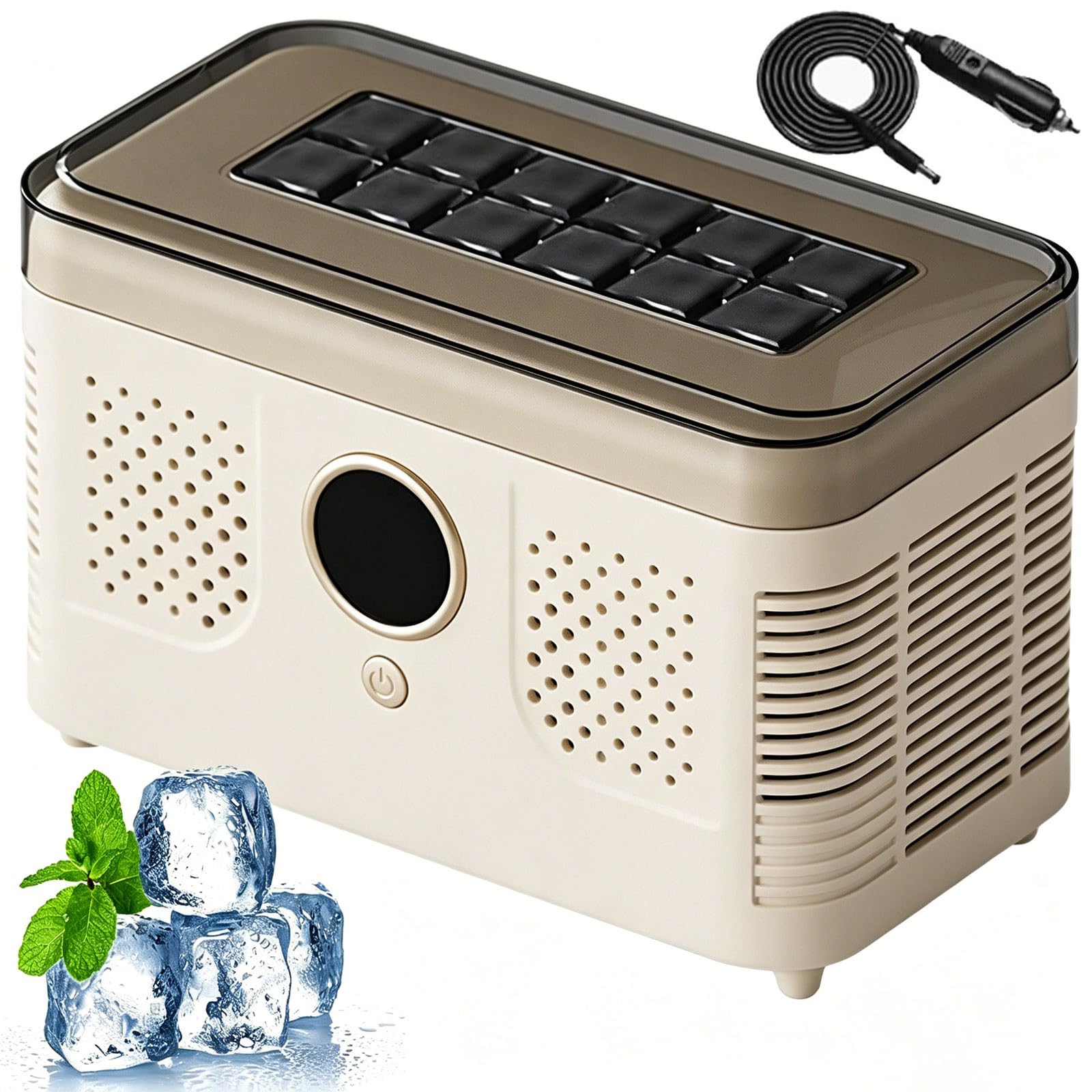 Fabricador de Hielo Mini Portátil, Máquina de Cubos de Hielo de Encimera, Produce Rápido 12 Cubos de Hielo Cuadrados Sólidos, Fabricador de Hielo Compacto para Hogar, Oficina, RV, Camping white