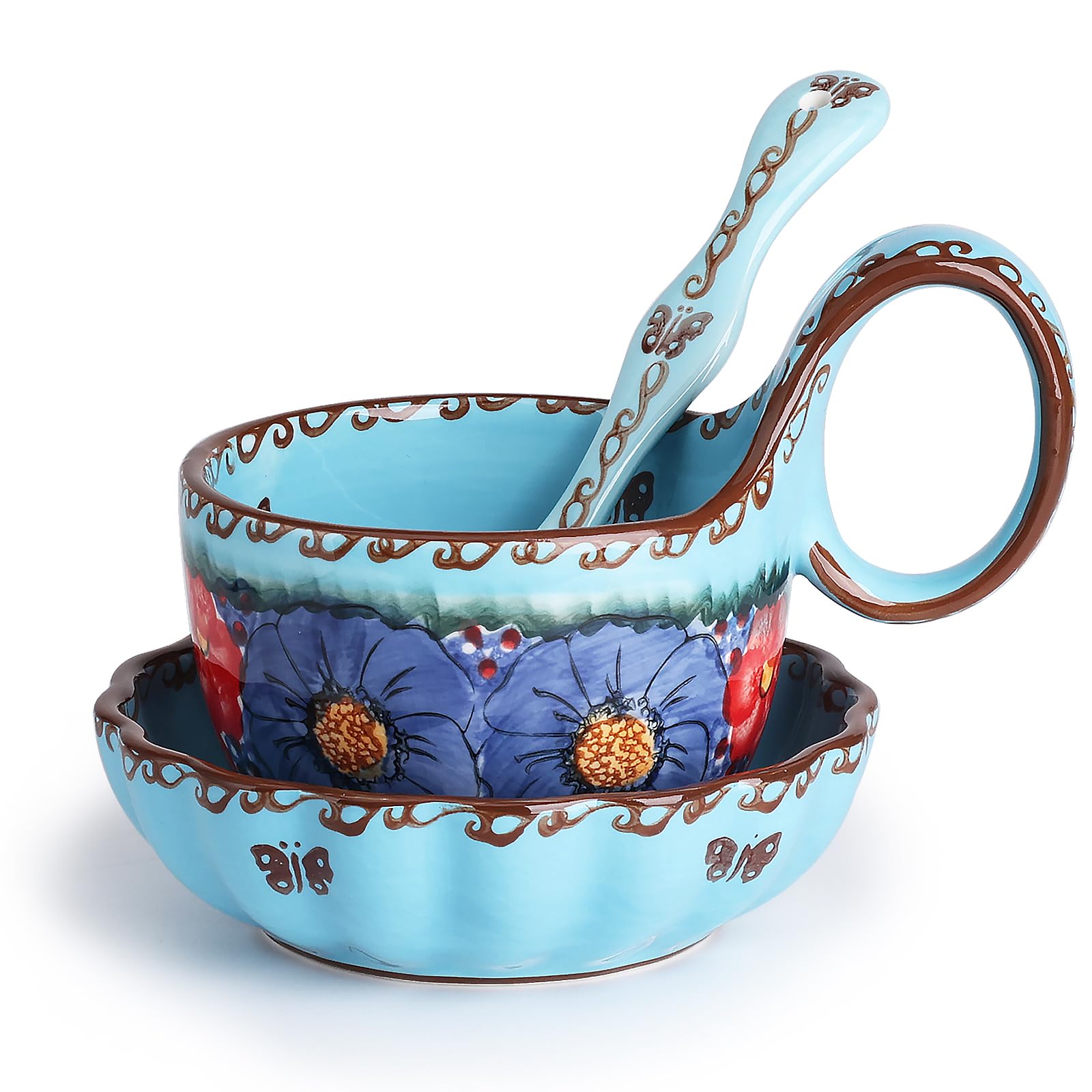 Amazon.com | silesia Handmade Loop Handle Soup Bowl, Plate and